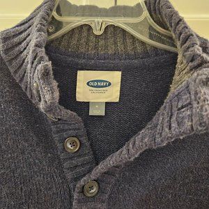 Old Navy Mens Chunky Quarter Button Navy Sweater, Size M